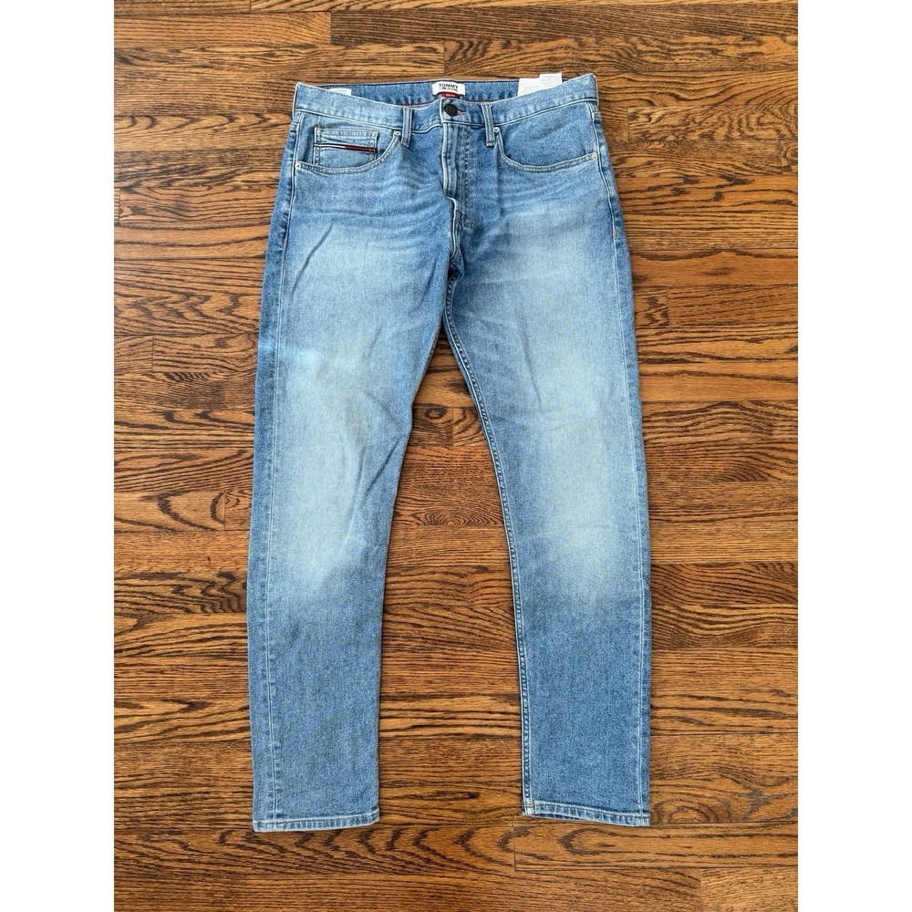 Tommy Jeans Blue Light Wash Denim Logo Pants - 33 X 32